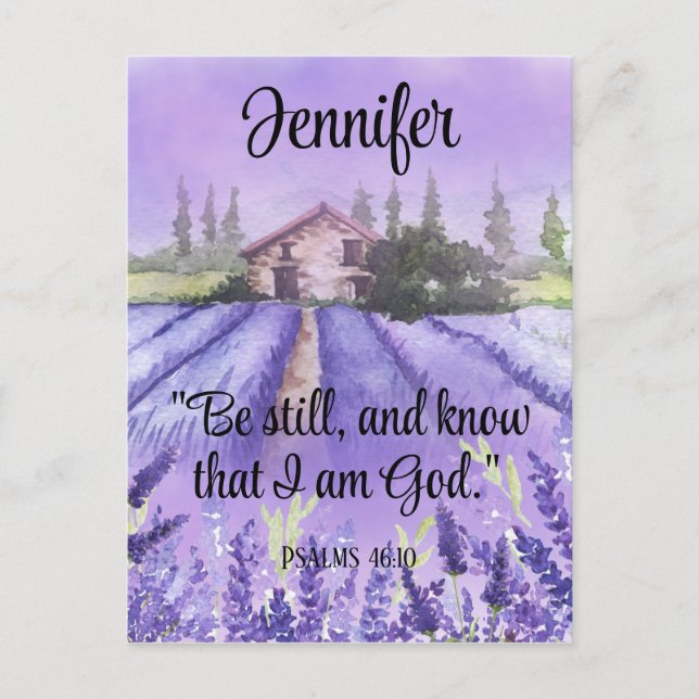 Watercolor Provence Lavender Scripture Encouraging Postcard (Front)