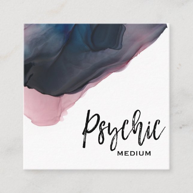 *~* Watercolor Psychic Medium Intuitive Reader Square Business Card (Front)