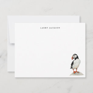 Watercolor Puffin Bird Personalised Flat Card