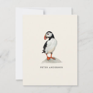 Watercolor Puffin flat note card