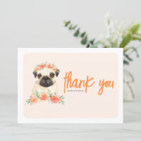 Watercolor Pug and Peach Flowers Birthday Party