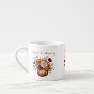 Watercolor Pumpkin and Flowers- Espresso Cup