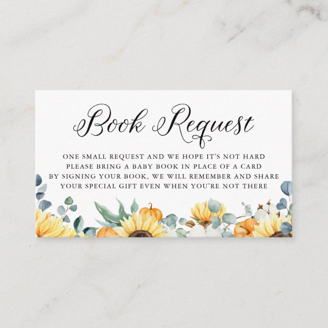Watercolor Pumpkin and Sunflower Fall Book Request Enclosure Card (Front)