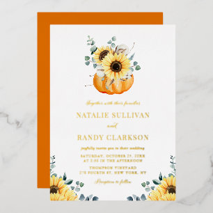 Watercolor Pumpkin and Sunflowers Fall Wedding