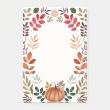 Watercolor Pumpkin & Autumn Leaves 