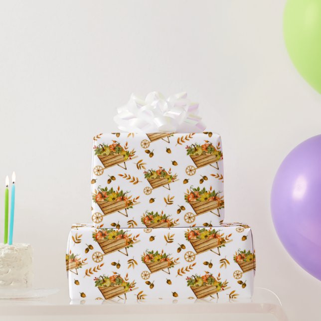 Watercolor Pumpkin Autumn Pattern Wrapping Paper (Party Gifts)