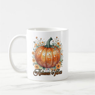 Watercolor Pumpkin Autumn Vibes Coffee Mug