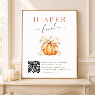 Watercolor Pumpkin Baby Shower Diaper Fund Sign