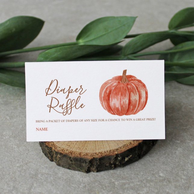 Watercolor Pumpkin Baby Shower Diaper Raffle  Encl Enclosure Card (Creator Uploaded)