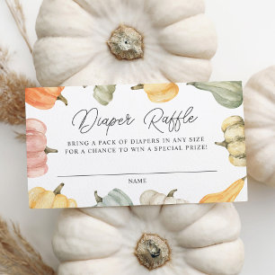 Watercolor Pumpkin Baby Shower Diaper Rafflle Enclosure Card