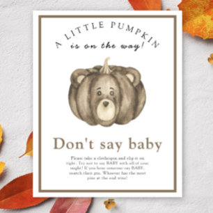 Watercolor pumpkin baby shower - Don't say baby Poster