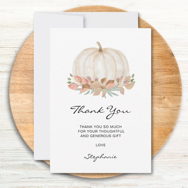 Watercolor Pumpkin Baby Shower Thank You Card (Creator Uploaded)