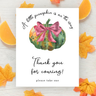 Watercolor pumpkin baby shower - Thank you Poster