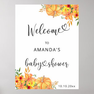 Watercolor PUMPKIN baby shower welcome Poster