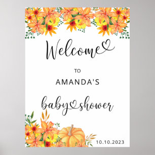 Watercolor PUMPKIN baby shower welcome Poster