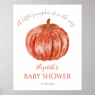 Watercolor Pumpkin Baby Shower  Welcome Sign