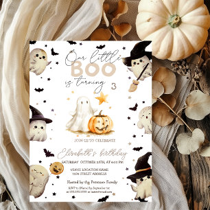 Watercolor Pumpkin Boo Ghost Halloween Invitation