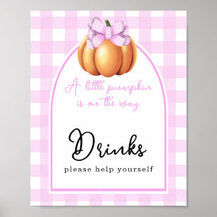 Watercolor pumpkin bow arch baby shower Drinks Poster