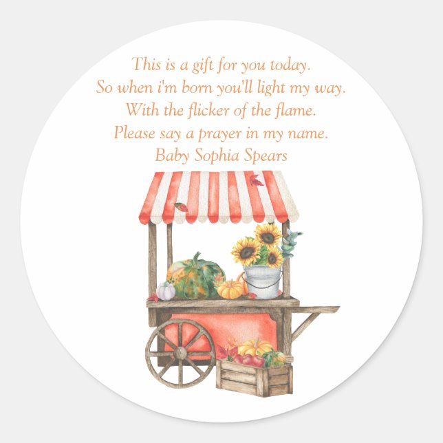 Watercolor pumpkin cart - Prayer Candle Label (Front)