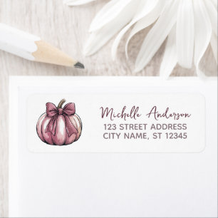 Watercolor Pumpkin Coquette Bow Return Address