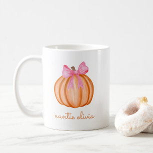 Watercolor Pumpkin Coquette Fall Auntie Gift Coffee Mug