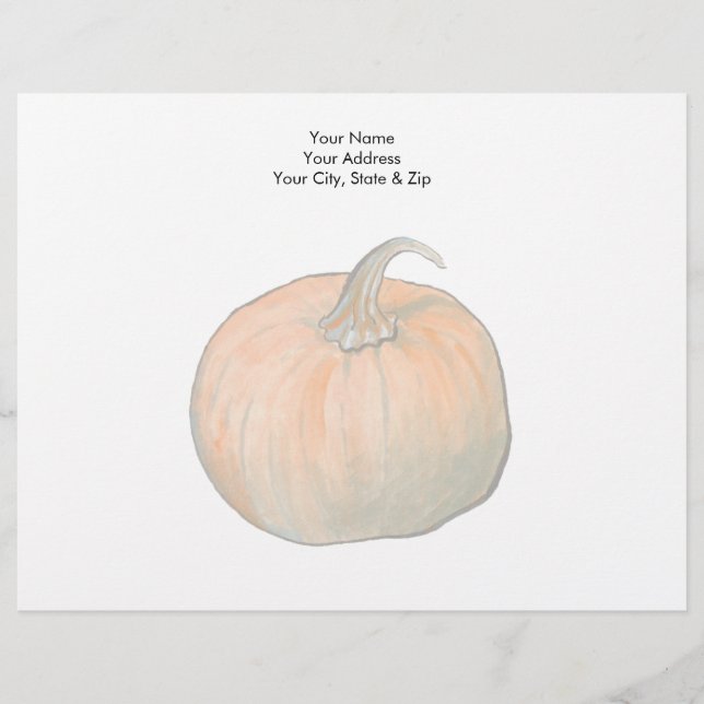 Watercolor Pumpkin Custom Letterhead (Front)