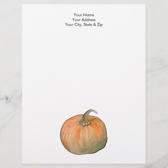Watercolor Pumpkin Custom Letterhead (Front)