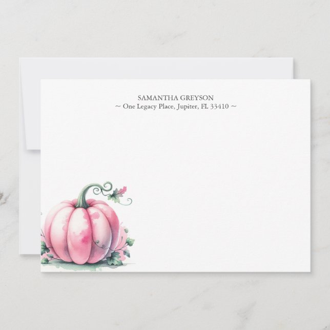 Watercolor Pumpkin Customised Note Cards (Front)