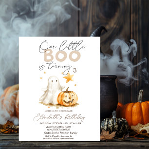 Watercolor Pumpkin Cute Ghost Boo Halloween Invitation
