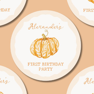 Watercolor Pumpkin Fall Autumn Thank You Classic Round Sticker