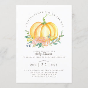 Watercolor Pumpkin   Fall Baby Shower Invitation