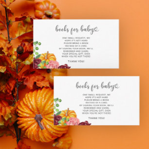 Watercolor pumpkin fall books for baby ticket  enclosure card