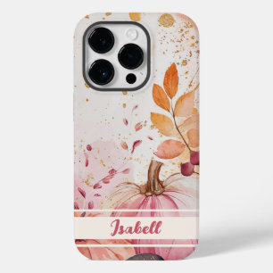 watercolor pumpkin fall design with name Case-Mate iPhone 14 pro case