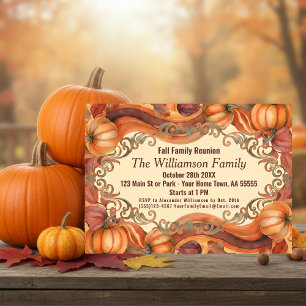 Watercolor Pumpkin Fall Family Reunion Card