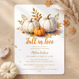 Watercolor Pumpkin Fall in Love Bridal Shower Invitation