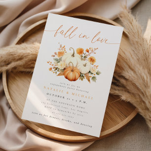 Watercolor Pumpkin Fall in Love Engagement Party Invitation