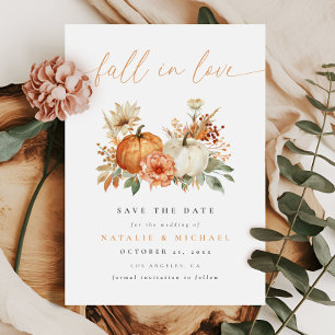 Watercolor Pumpkin Fall in Love Wedding Save The Date