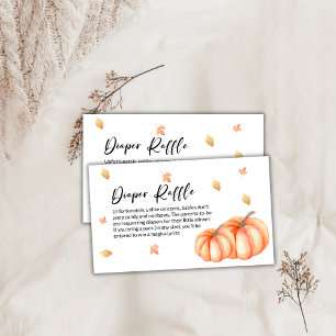 Watercolor Pumpkin Fall Leaves Diaper Raffle Enclosure Card
