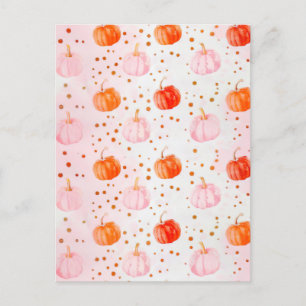 watercolor pumpkin fall pattern  postcard