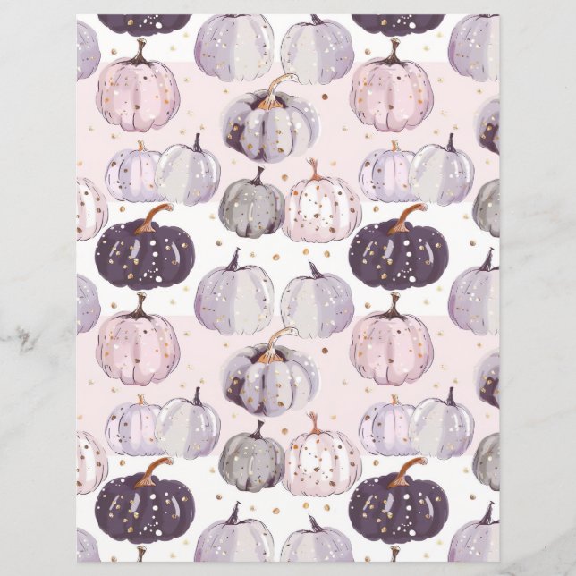 watercolor pumpkin fall pattern scrapbook paper (Front)