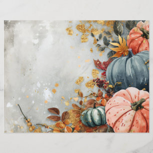 watercolor pumpkin fall pattern scrapbook paper