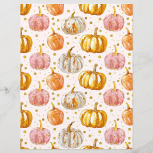 watercolor pumpkin fall pattern scrapbook paper