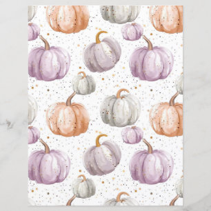 watercolor pumpkin fall pattern scrapbook paper