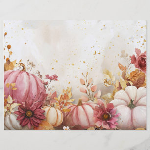 watercolor pumpkin fall pattern scrapbook paper