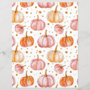 watercolor pumpkin fall pattern scrapbook paper