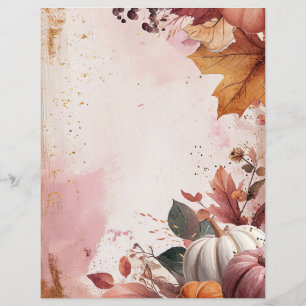 watercolor pumpkin fall pattern scrapbook paper