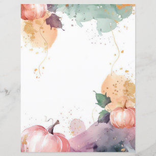 watercolor pumpkin fall pattern scrapbook paper