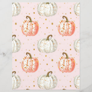 watercolor pumpkin fall pattern scrapbook paper