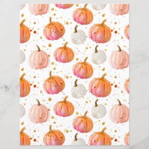 watercolor pumpkin fall pattern scrapbook paper