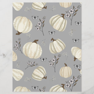 watercolor pumpkin fall pattern scrapbook paper